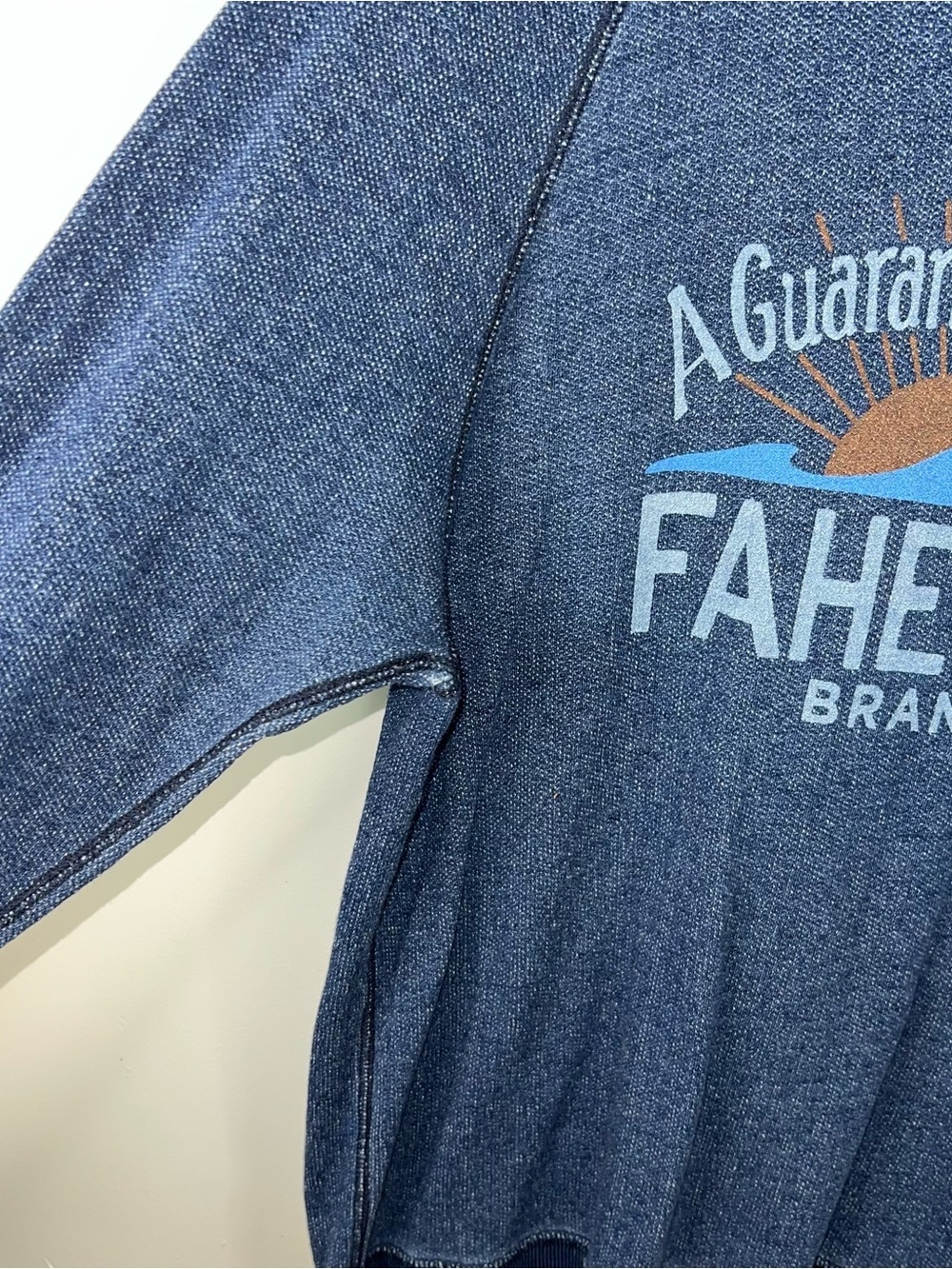 Faherty Brand Indigo Blue Graphic Crewneck Sweatshirt Large Coastal Surf - Picture 2 of 12